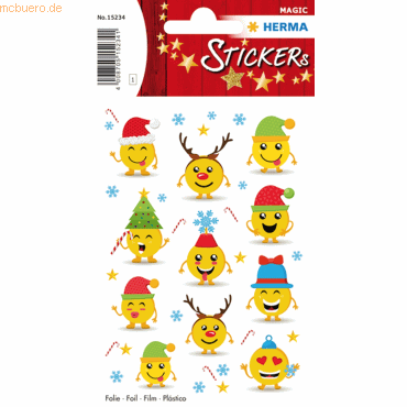 10 x HERMA Schmucketikett Magic Weihnachtsemojis Folie 1 Blatt 10 x HERMA Schmucketikett Magic Weihnachtsemojis Folie 1 Blatt von Herma