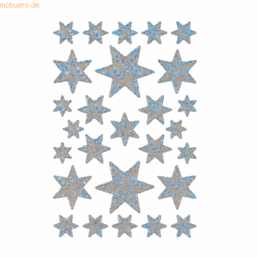 10 x HERMA Schmucketikett Sterne Papier beglimmert VE=1 Blatt von Herma