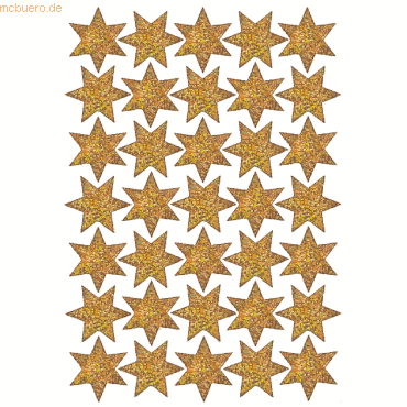 10 x HERMA Schmucketikett Sterne mit Text Folie gold VE=1 Blatt von Herma