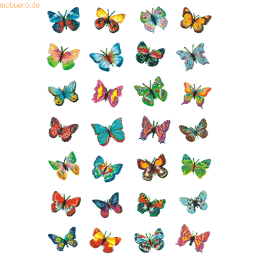 10 x HERMA Schmucketiketten Magic Schmetterlinge Glimmerfolie VE=1 Bla von Herma