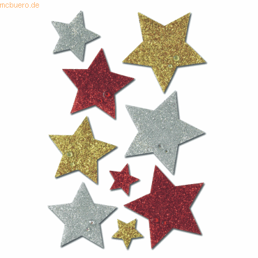 10 x HERMA Schmucketiketten Magic Weihnachten Bunte Sterne Glittery VE von Herma
