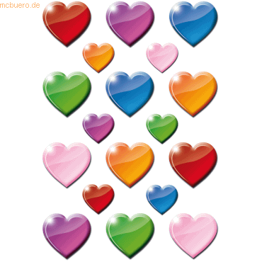 10 x HERMA Sticker Decor Bunte Herzen VE=3 Blatt von Herma