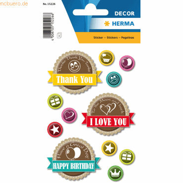 10 x HERMA Sticker Decor Happy Day VE=3 Blatt von Herma