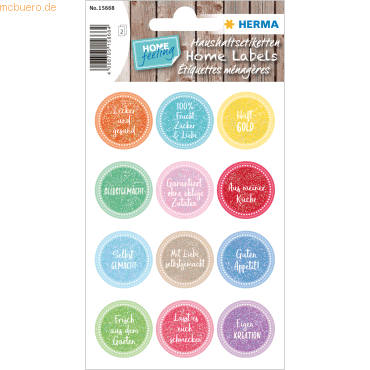 10 x HERMA Sticker Home -Hüftgold- beglimmert von Herma