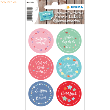 10 x HERMA Sticker Home -Lieblingsmensch- beglimmert von Herma