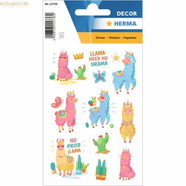 10 x HERMA Sticker Lama - no drama beglimmert 10 x HERMA Sticker Lama - no drama beglimmert von Herma