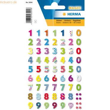 10 x HERMA Sticker Magic Bunte Zahlen Stone 10 x HERMA Sticker Magic Bunte Zahlen Stone von Herma