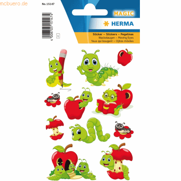 10 x HERMA Sticker Magic Fritz der Wurm Wackelaugen VE=1 Blatt 10 x HERMA Sticker Magic Fritz der Wurm Wackelaugen VE=1 Blatt von Herma