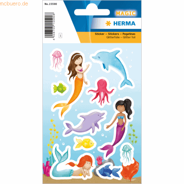 10 x HERMA Sticker Princess of the Sea mit Glitzereffekt von Herma