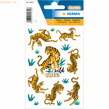 10 x HERMA Sticker Wilder Tiger edle Goldprägung 10 x HERMA Sticker Wilder Tiger edle Goldprägung von Herma