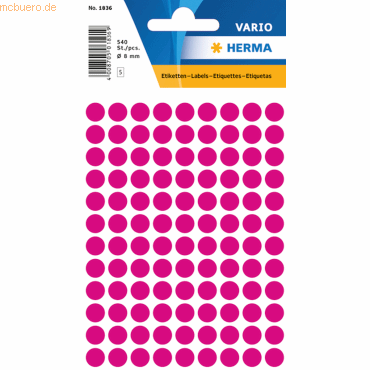 10 x HERMA Vielzweck-Etiketten 8mm pink VE=540 Stück 10 x HERMA Vielzweck-Etiketten 8mm pink VE=540 Stück von Herma