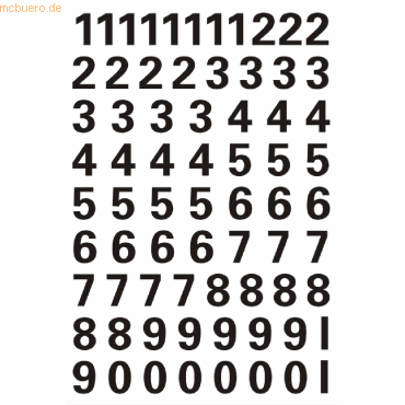 HERMA Zahlen 10mm 0-9 selbstklebend wetterfest Folie schwarz VE=1 Blat von Herma