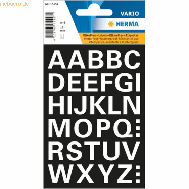 10 x Herma Buchstaben 15 mm A-Z selbstklebend wetterfest weiß 10 x Herma Buchstaben 15 mm A-Z selbstklebend wetterfest weiß von Herma