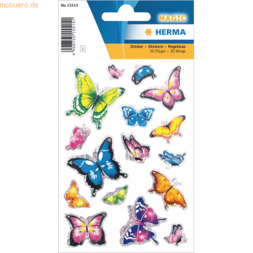 10 x Herma Sticker Schmetterling mit 3D Flügel Effekt 10 x Herma Sticker Schmetterling mit 3D Flügel Effekt von Herma