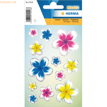 10 x Herma Sticker Sommerblüten mit 3D Flügel Effekt von Herma