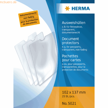 25 x HERMA Ausweishülle 102x137mm für Reisepässe von Herma