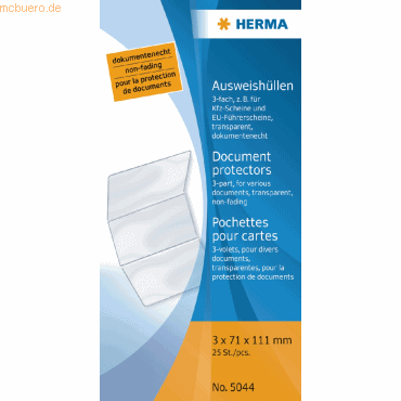 25 x HERMA Ausweishülle 3x71x111mm transparent von Herma