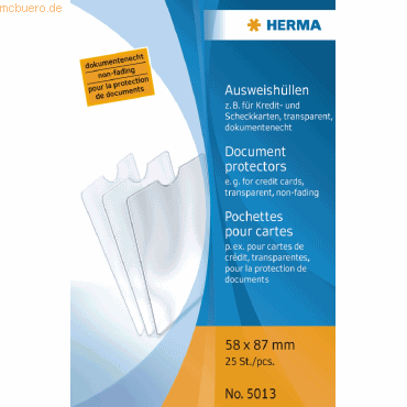 25 x HERMA Ausweishülle 58x87mm für Kredit-/Scheckkarte von Herma