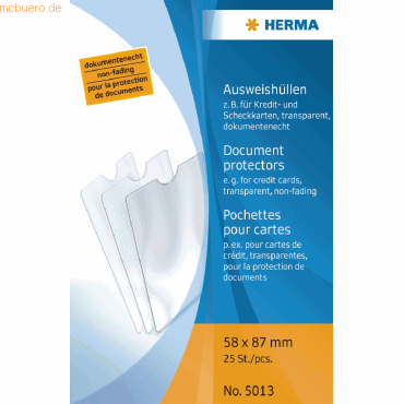 25 x HERMA Ausweishülle 58x87mm für Kredit-/Scheckkarte 25 x HERMA Ausweishülle 58x87mm für Kredit-/Scheckkarte von Herma