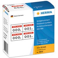 HERMA Klebenummern 4832 Zahlen, weiß/rot 15,0 x 22,0 mm, 2x1.000 Etiketten HERMA Klebenummern 4832 Zahlen, weiß/rot 15,0 x 22,0 mm, 2x1.000 Etiketten von Herma