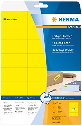 3 PG Herma 4466 SuperPrint Etiketten Größe (BxH) 70x37 mm Inhalt/Blatt 480 Stück/20 von Herma