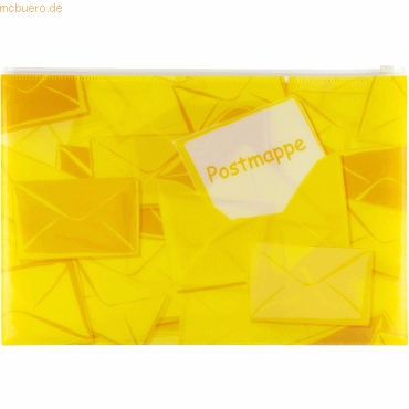 3 x HERMA Postmappe A4 mit Zipper gelb von Herma