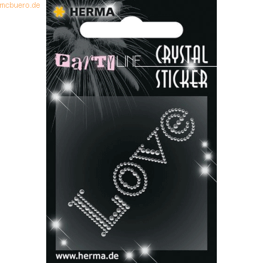 3 x HERMA Schmucketikett Crystal 1 Blatt Sticker Love von Herma