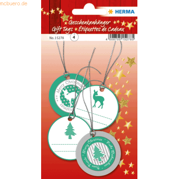 5 x HERMA Geschenkanhänger 3D Weihnachten 5cm grün VE=6 Stück von Herma