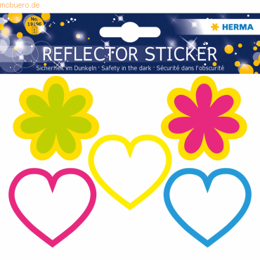 5 x HERMA Reflektorsticker Herzen + Blumen von Herma