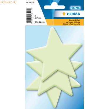 5 x HERMA Sticker Leuchtsticker Sterne VE=3 Stück von Herma