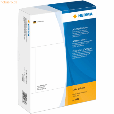 HERMA Adress-Etiketten 148x105mm einzeln VE=500 Stück von Herma