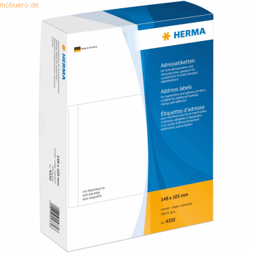 HERMA Adress-Etiketten 148x105mm einzeln VE=500 Stück HERMA Adress-Etiketten 148x105mm einzeln VE=500 Stück von Herma