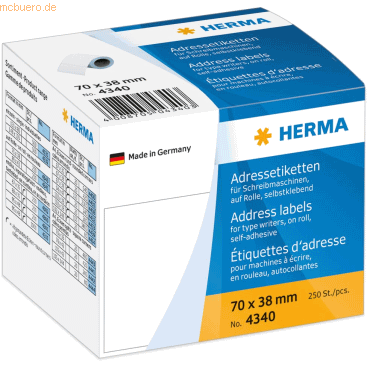 HERMA Adress-Etiketten 70x38mm auf Rolle VE=250 Stück HERMA Adress-Etiketten 70x38mm auf Rolle VE=250 Stück von Herma