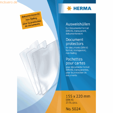 HERMA Ausweishülle 155x220mm für Dokumente DIN A5 von Herma