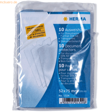 HERMA Ausweishüllen 52x75mm für Dokumente Format DIN A8 von Herma