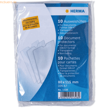 HERMA Ausweishüllen 80x115mm für Dokumente Format DIN A7 VE=10 Stück HERMA Ausweishüllen 80x115mm für Dokumente Format DIN A7 VE=10 Stück von Herma
