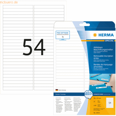 HERMA Beschriftungsstreifen 96x10 mm weiß Movables/ablösbar Papier mat HERMA Beschriftungsstreifen 96x10 mm weiß Movables/ablösbar Papier mat von Herma