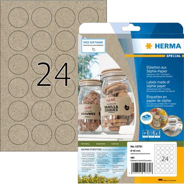HERMA Etikett 40mm rund Silphie-Papier A4 20 Blatt LaserInkCopy braun HERMA Etikett 40mm rund Silphie-Papier A4 20 Blatt LaserInkCopy braun von Herma
