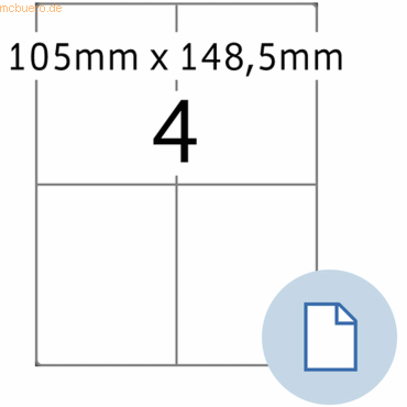 HERMA Etiketten A4 PE-Folie weiß 105x148,50mm 250 Blatt/1000 Etiketten von Herma