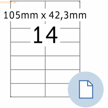 HERMA Etiketten A4 Papier weiß 105x42,30mm 500 Blatt/7000 Etiketten von Herma