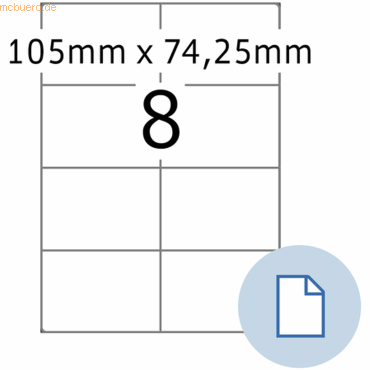 HERMA Etiketten A4 Papier weiß 105x74,25mm 500 Blatt/4000 Etiketten von Herma