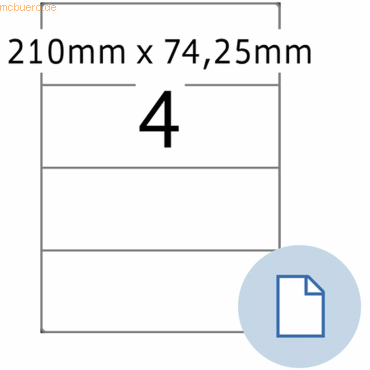 HERMA Etiketten A4 Papier weiß 210x74,25mm 500 Blatt/2000 Etiketten von Herma