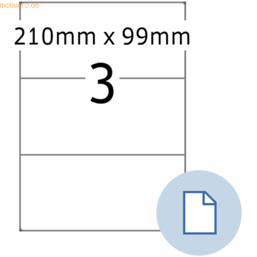 HERMA Etiketten A4 Papier weiß 210x99mm 500 Blatt/1500 Etiketten von Herma