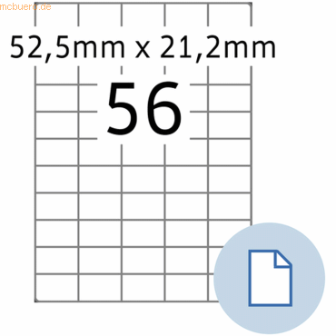 HERMA Etiketten A4 Papier weiß 52,50x21,20mm 500 Blatt/28000 Etiketten von Herma