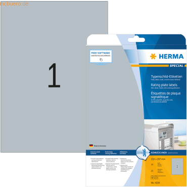 HERMA Etiketten Folie Typenschild silber 210x297mm Special A4 LaserCop von Herma