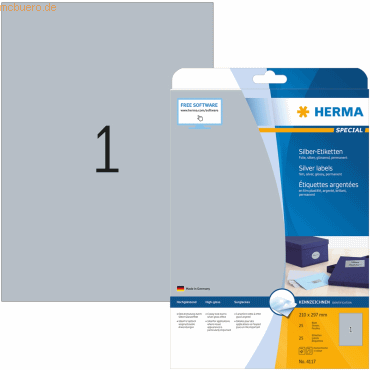 HERMA Etiketten Folie silber 210x297mm Special A4 LaserCopy VE=25 Stüc HERMA Etiketten Folie silber 210x297mm Special A4 LaserCopy VE=25 Stüc von Herma