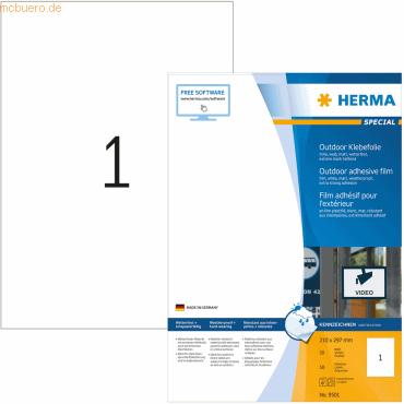 HERMA Etiketten Folie weiß 210x297mm Outdoor A4 VE=50 Stück von Herma
