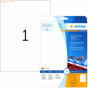HERMA Etiketten Folie weiß 210x297mm Special A4 LaserCopy VE=10 Stück HERMA Etiketten Folie weiß 210x297mm Special A4 LaserCopy VE=10 Stück von Herma