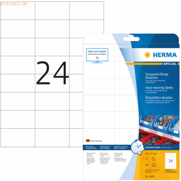 HERMA Etiketten Folie weiß 70x37mm Special A4 LaserCopy VE=600 Stück HERMA Etiketten Folie weiß 70x37mm Special A4 LaserCopy VE=600 Stück von Herma