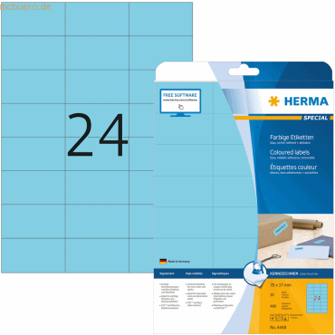 HERMA Etiketten blau 70x37mm Special A4 VE=480 Stück HERMA Etiketten blau 70x37mm Special A4 VE=480 Stück von Herma
